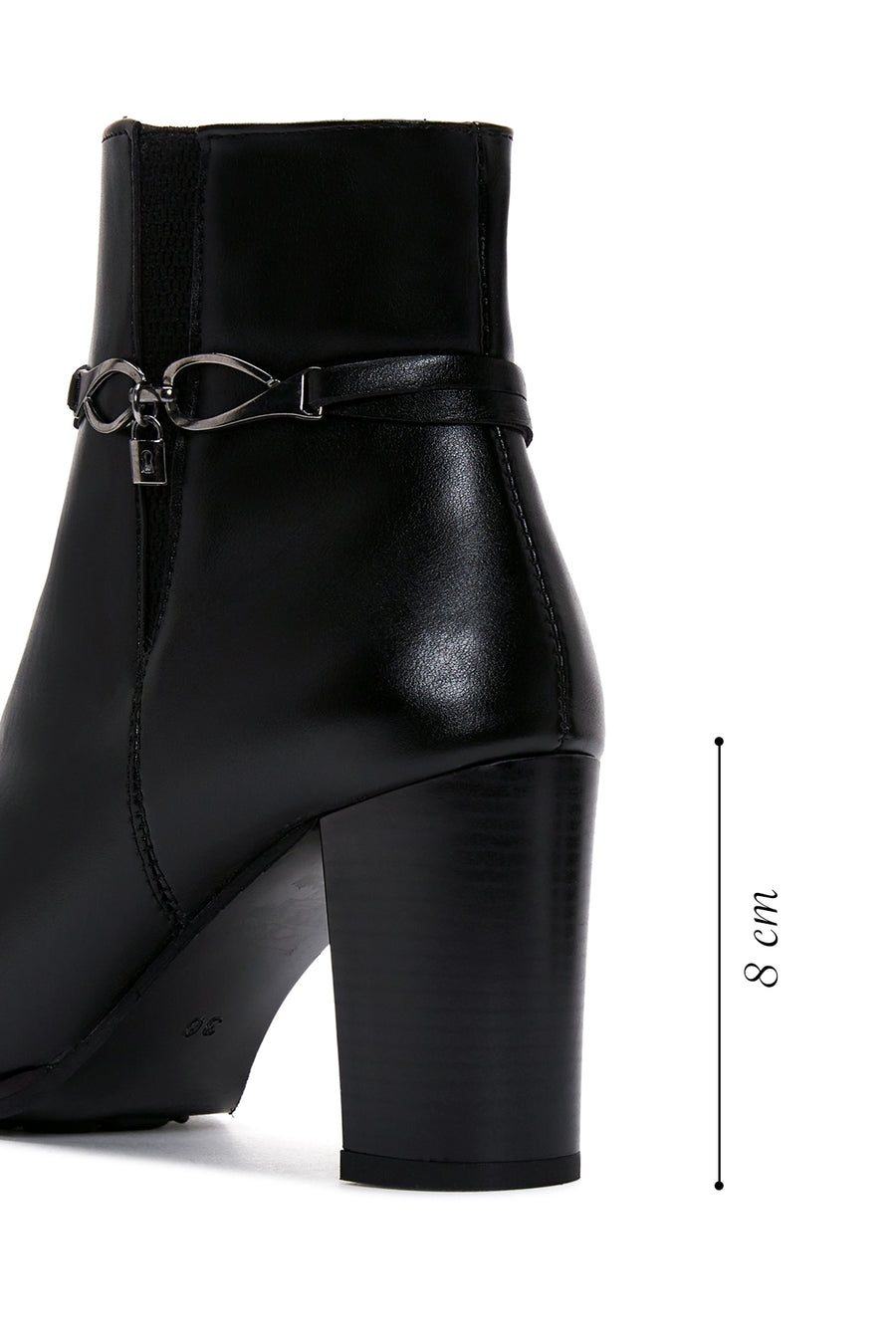 Women's Black Buckle Thick Heeled Classic Boots