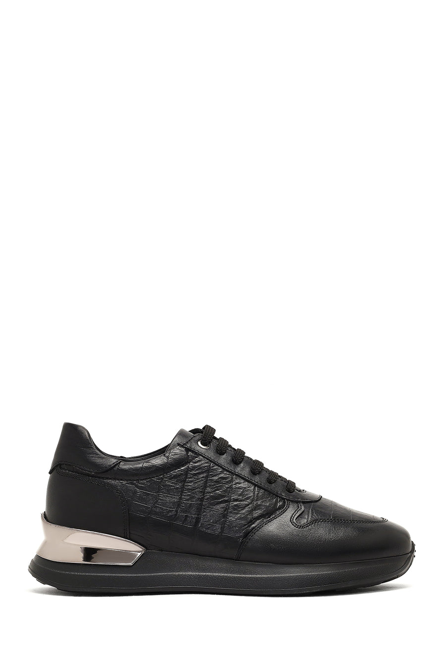Men's Black Lace-Up Thick-Soled Leather Sneaker 25WFD622214 | Derimod