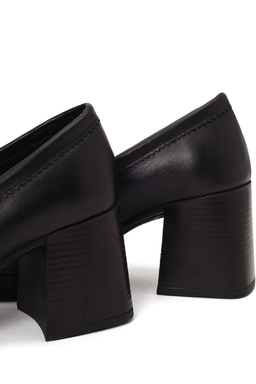 Kadın Siyah Kalın Topuklu Deri Maskülen Loafer