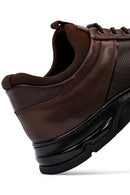 Erkek Kahverengi Bağcıklı Deri Casual Sneaker | Derimod