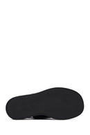 Women's Black Strapped Wedge Heel Leather Sandals | Derimod