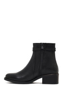 Woman Black Zip Closure Leather Boots | Derimod