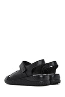 Women's Black Ankle Strap Chunky Sole Leather Comfort Sandals | Derimod