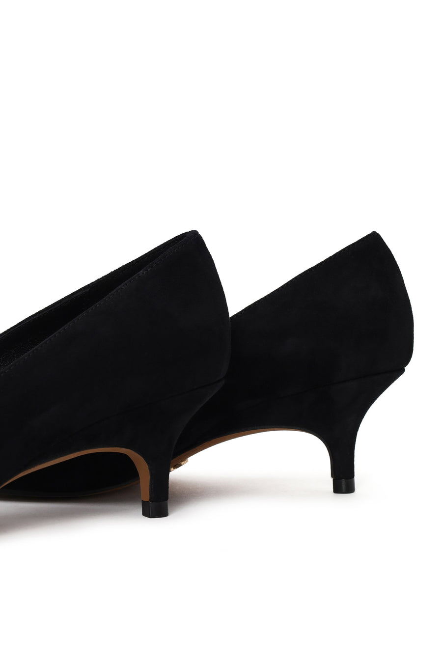 Woman Black Short Thin-Heeled Suede Stiletto