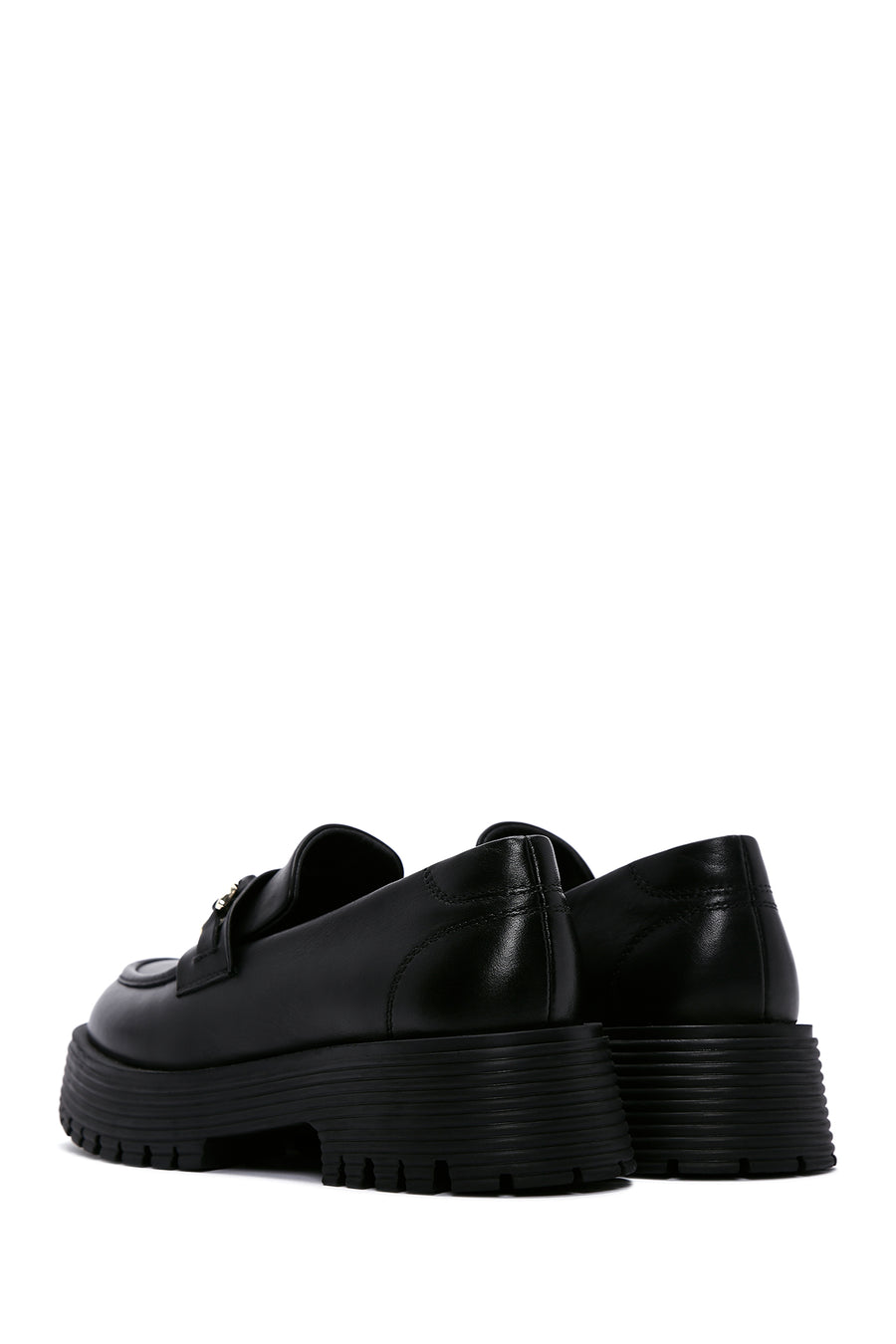 Kadın Siyah Deri Maskülen Loafer