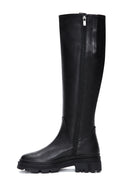 Women's Black Zippered Leather Boots | Derimod