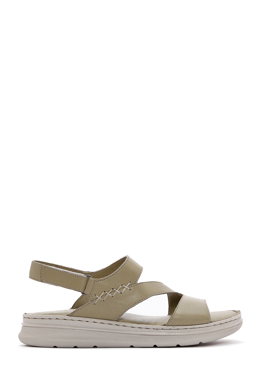 Women's Green Leather Comfort Sandals 23SFD300418 | Derimod