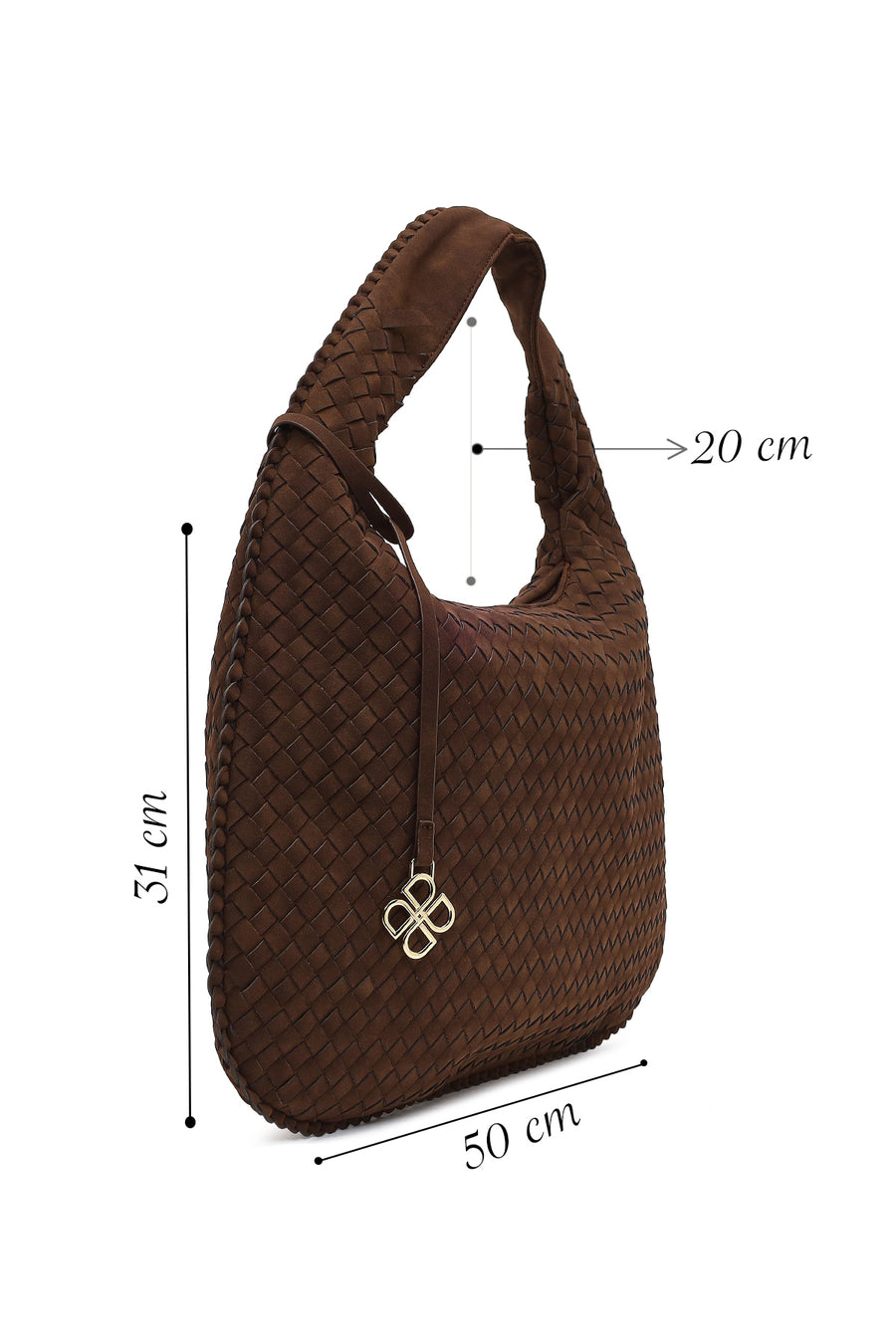 Woman Brown Braided Suede Shoulder Bag