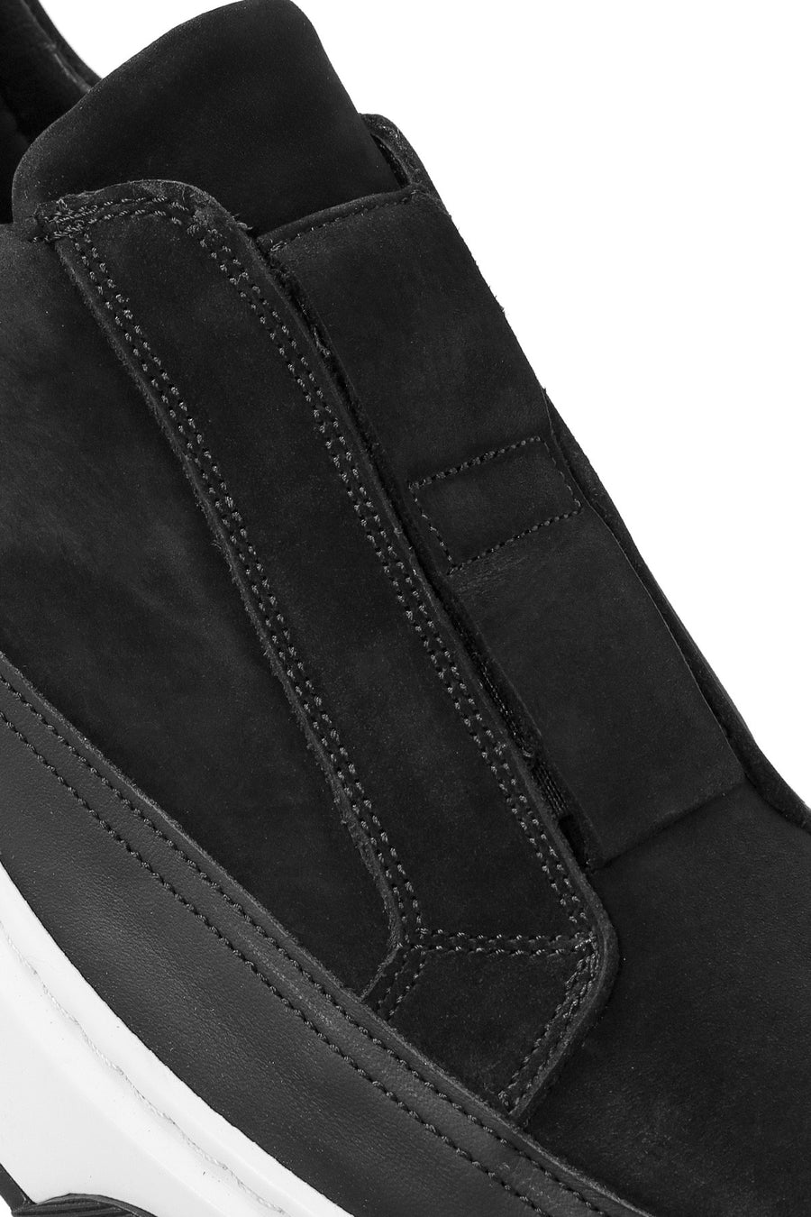 Male Black Lace-Up Thick-Soled Suede Leather Sneaker