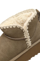 Woman Mink Suede Leather Teddy Bot | Derimod