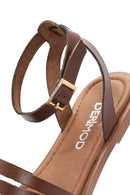 Women's Brown Ankle-Strap Leather Bodrum Sandals | Derimod
