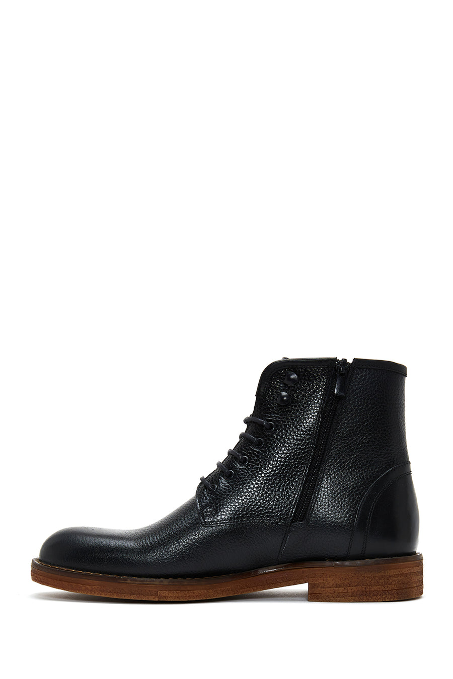 Men's Black Leather Zippered Casual Boots
