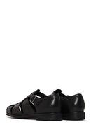 Derimod Black Male Black Leather Buckled Summery / Summer Shoes | Derimod