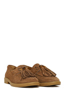 Women's Tan Tassel Suede Leather Loafer | Derimod