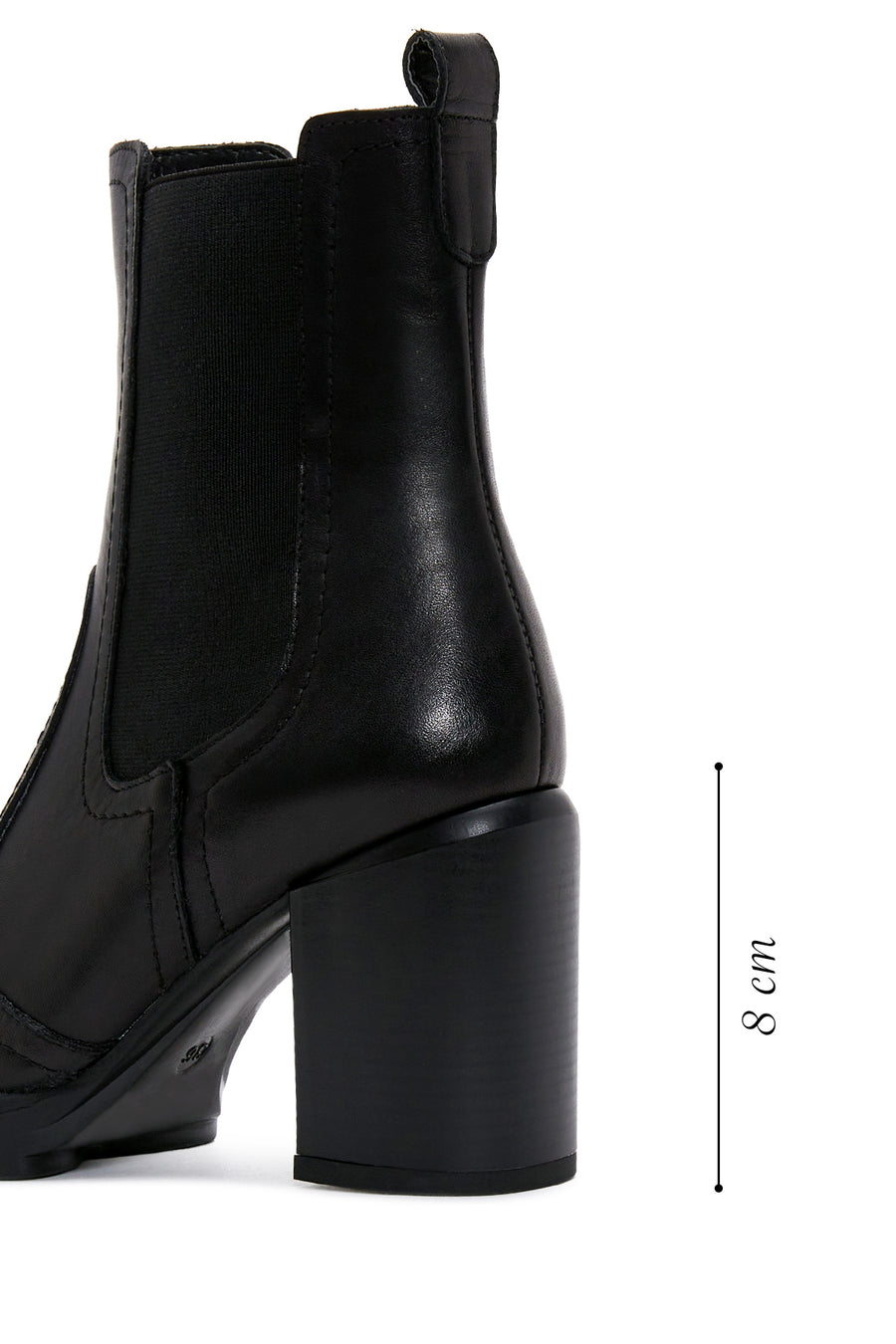 Women's Black Leather Heeled Chelsea Boots