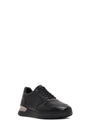 Men's Black Lace-Up Thick-Soled Leather Sneaker | Derimod