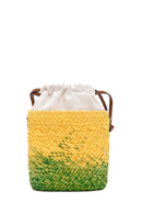Women's Yellow Green Long Strap Straw Crossbody Bag | Derimod