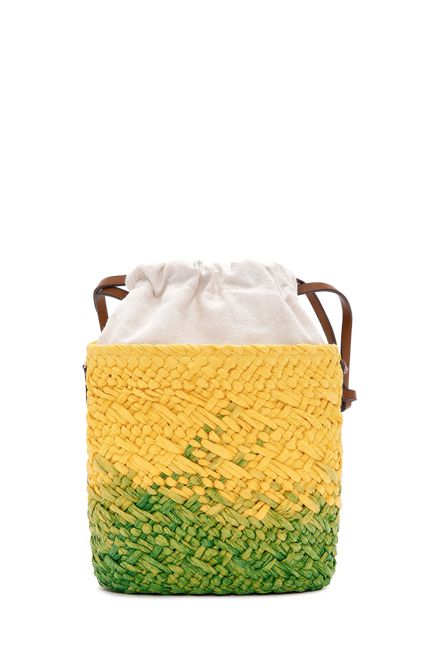 Women's Yellow Green Long Strap Straw Crossbody Bag