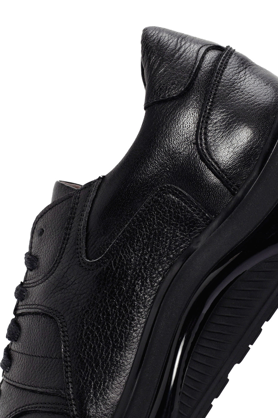 Men's Black Lace-up Leather Casual Sneaker
