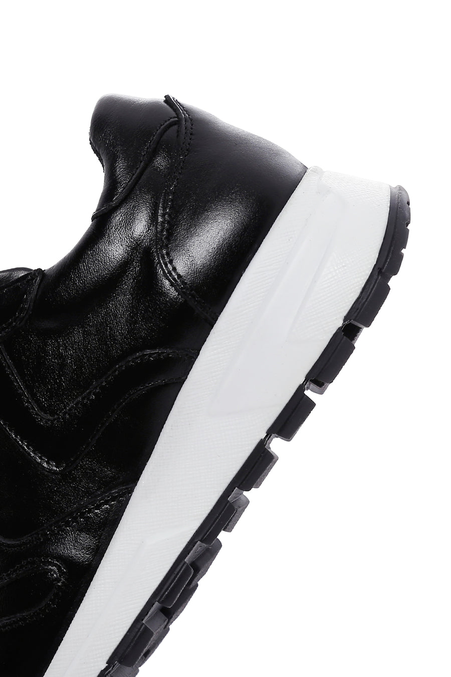 Kadın Siyah Kalın Tabanlı Deri Sneaker