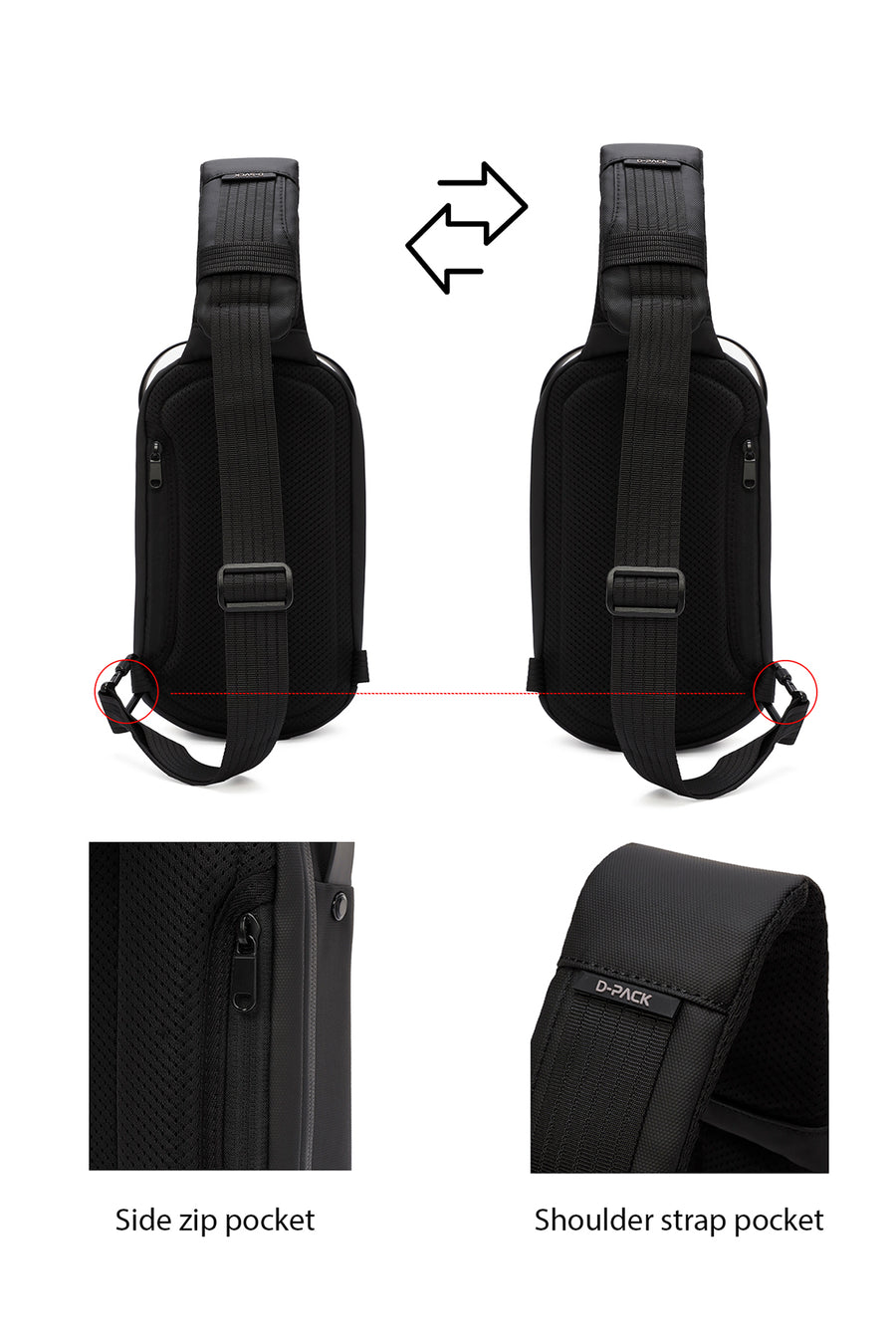 D-Pack Men's Grey Technological Fabric Crossbody Bag