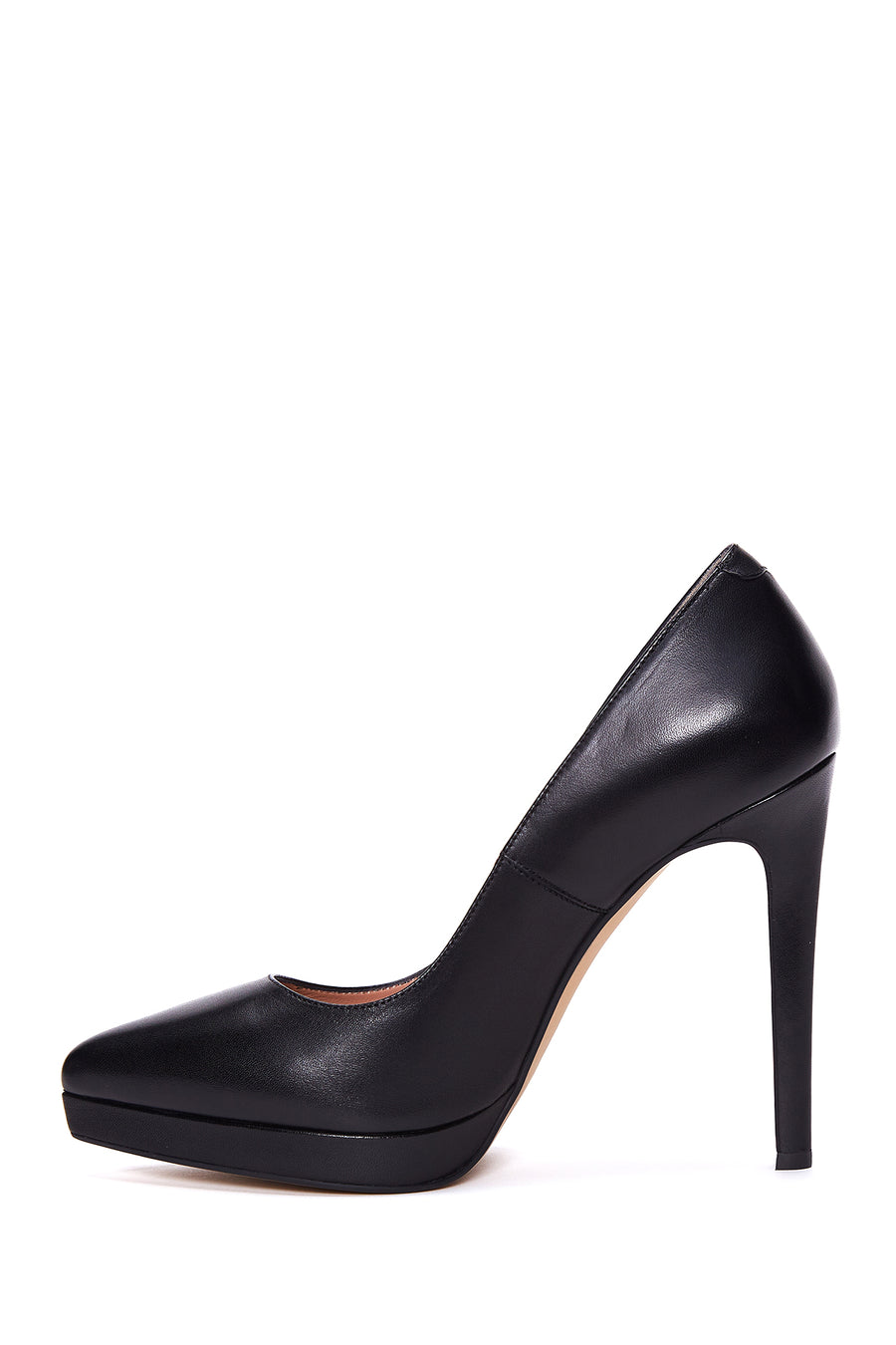 Women's Black High Heel Leather Stiletto
