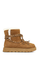 Kadın Taba Bağcıklı Kalın Tabanlı Süet Teddy Bot | Derimod