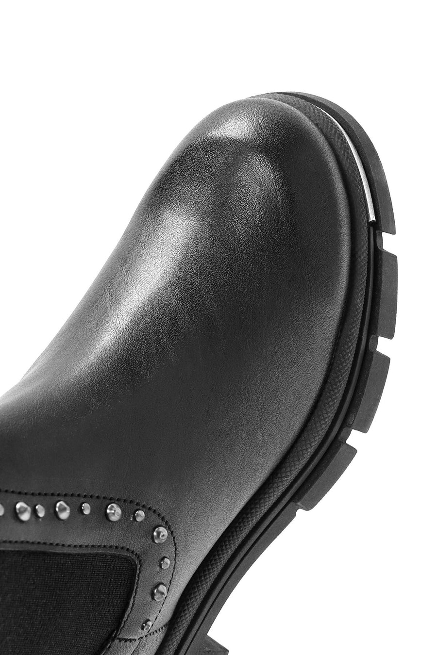Women's Black Stone Detailed Leather Chelsea Boots