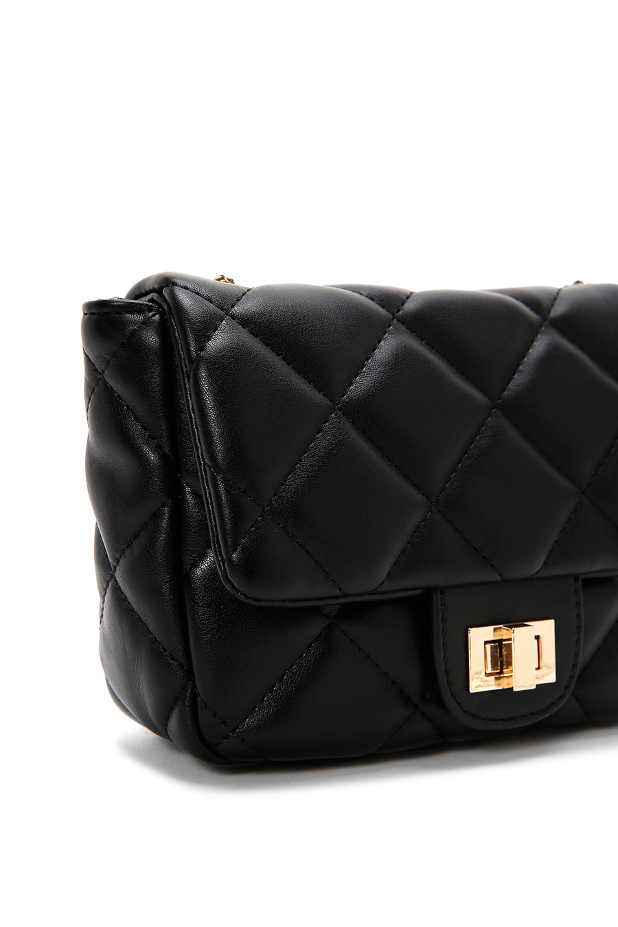 Women's Black Long Strap Quilted Crossbody Bag