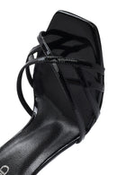 Women's Black Ankle Strap Thin High Heel Patent Leather Sandals | Derimod