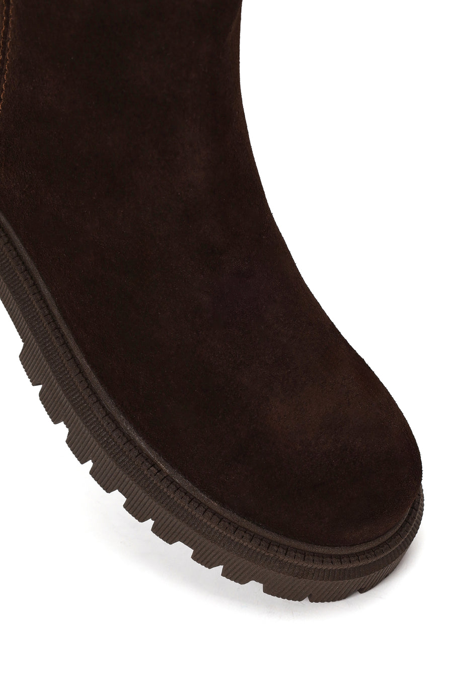 Woman Brown Zip Closure Thick-Soled Suede Boots