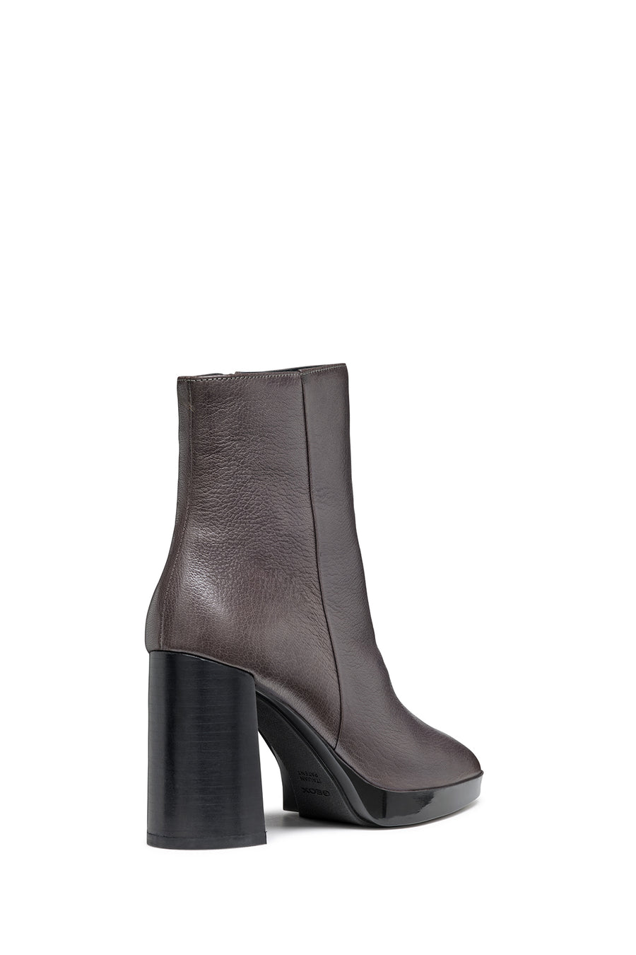 Geox Women's Grey Teulada Zippered Thick Heel Leather Boots