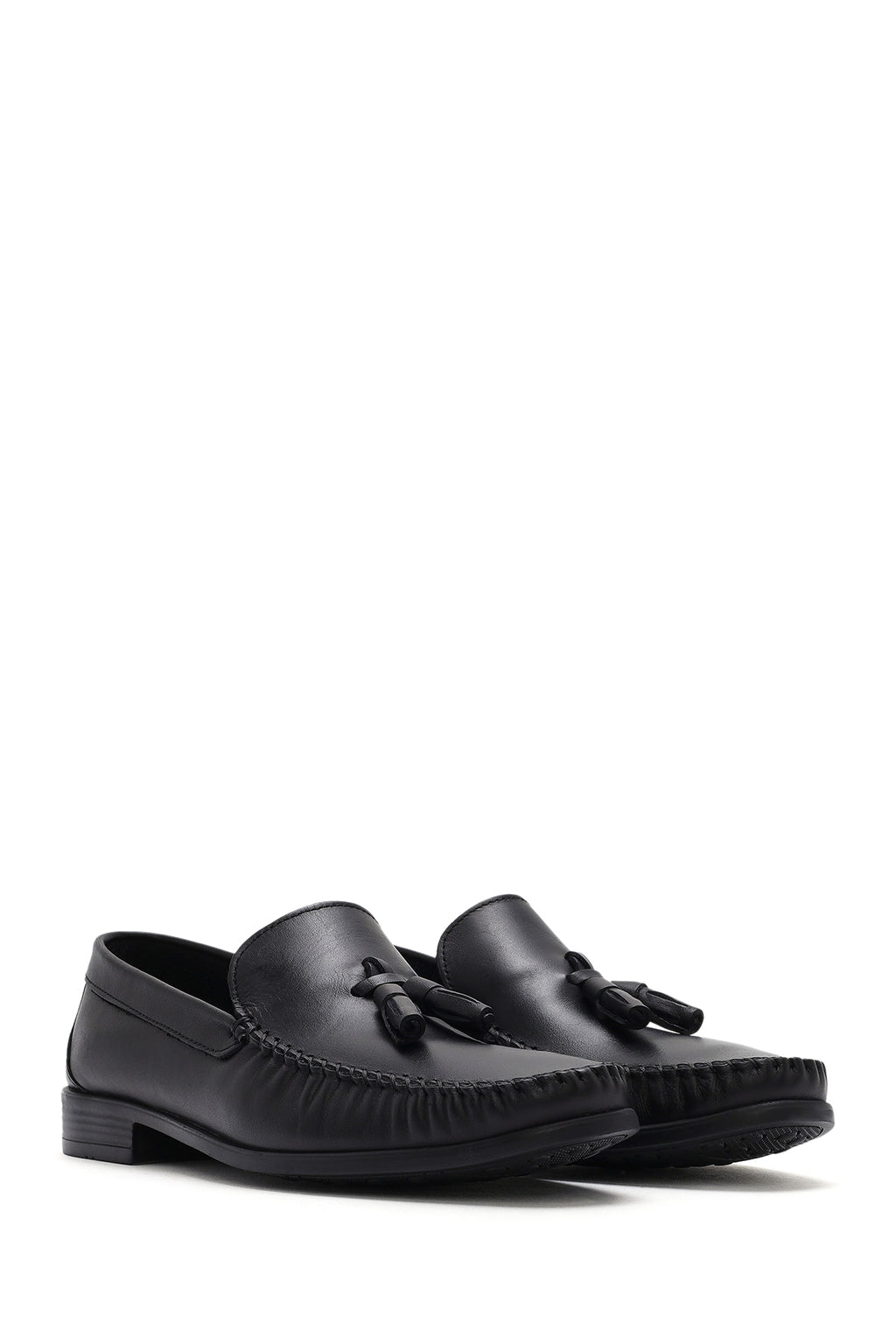 Erkek Siyah Püsküllü Deri Casual Loafer