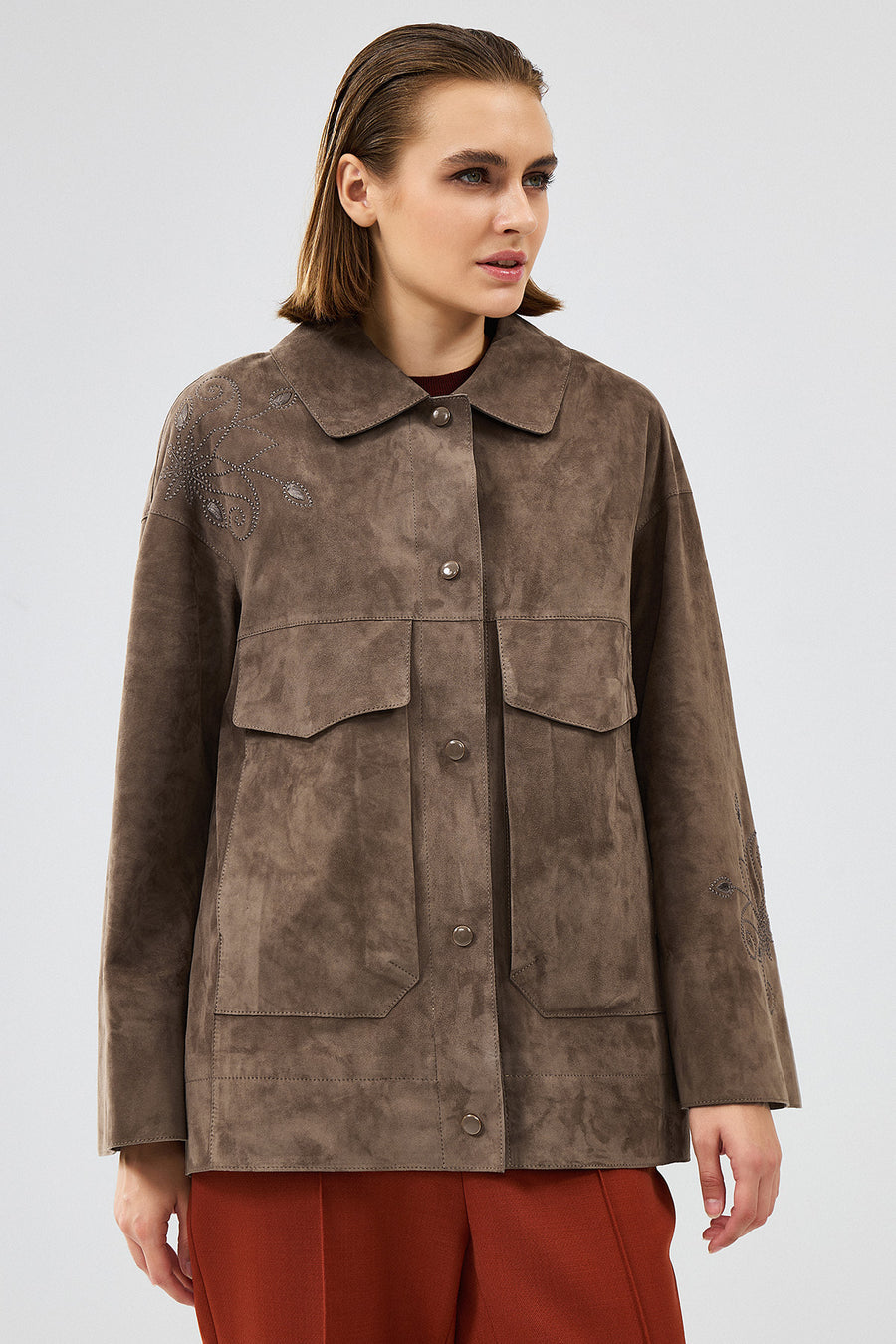 Jennifer Women's Mink Suede Leather Jacket