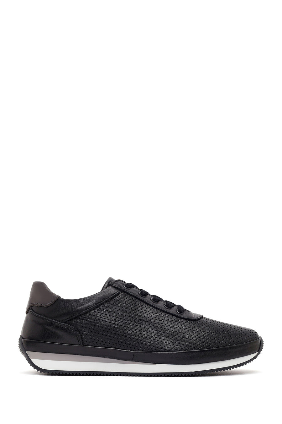 Erkek Siyah Bağcıklı Deri Casual Sneaker 26SFD674111 | Derimod
