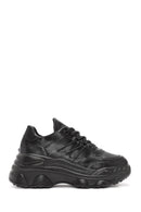 Women's Black Lace-Up Thick Soled Sneaker | Derimod