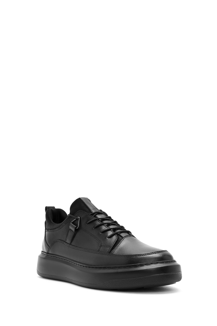 Men's Black Lace-up Leather Sneaker