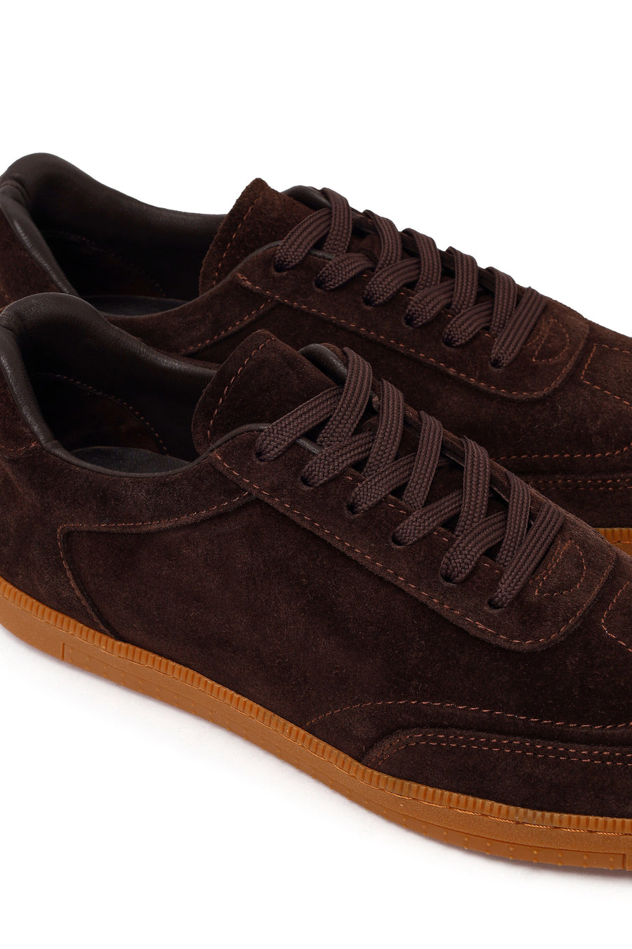 Erkek Kahverengi Bağcıklı Süet Deri Sneaker