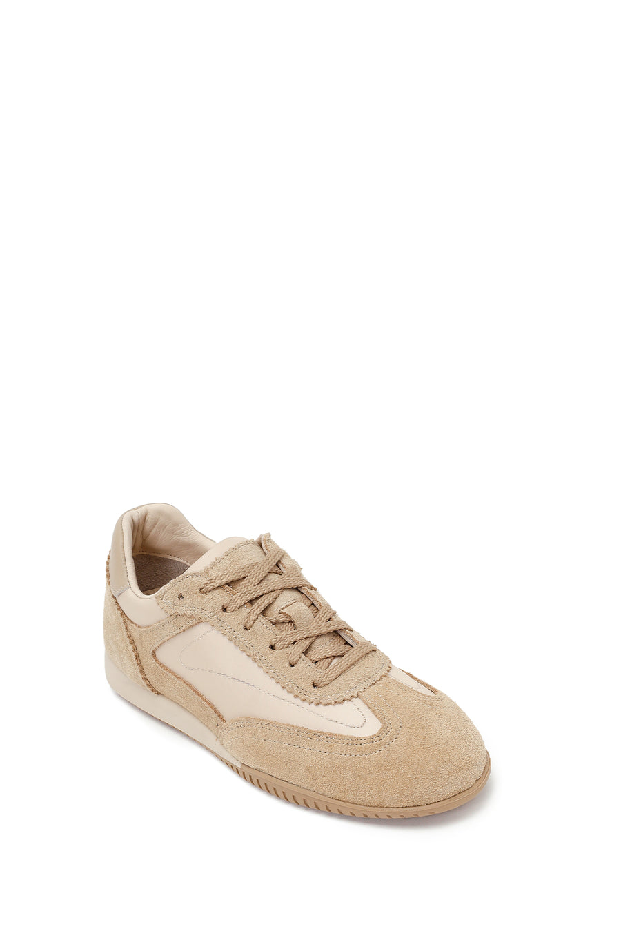 Kadın Bej Bağcıklı Süet Deri Sneaker