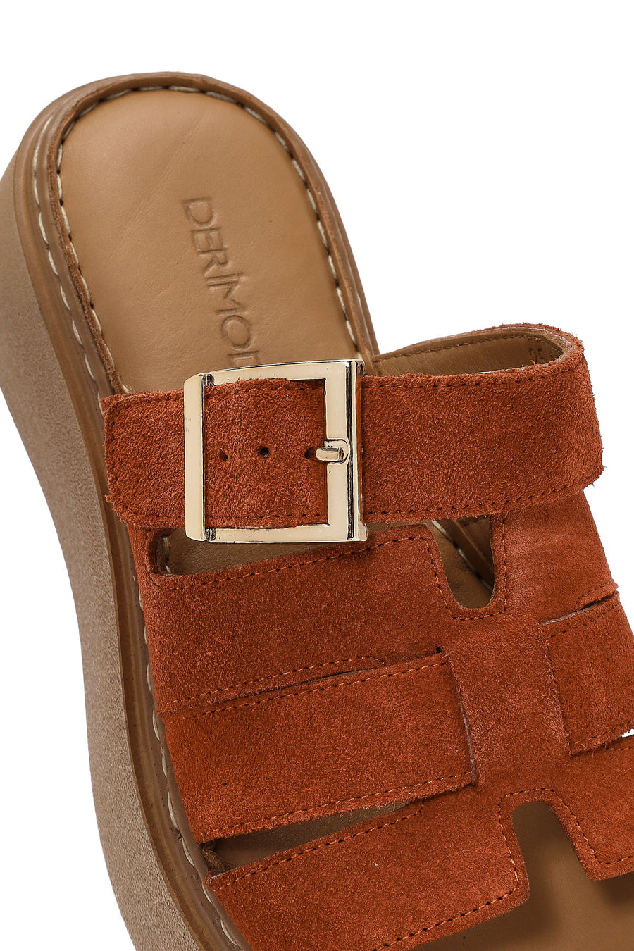Women's Cinnamon Thick Soled Suede Leather Comfort Slippers