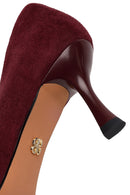 Kadın Bordo İnce Topuklu Süet Deri Stiletto | Derimod