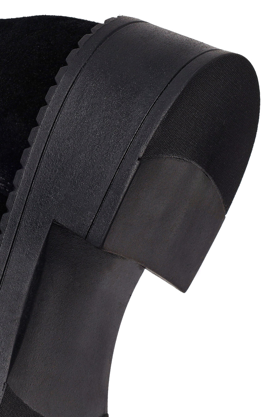 Woman Black Lace-Up Thick-Soled Suede Boots