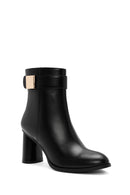 Women's Black Accessory Detailed Zippered Thick Heeled Boots | Derimod