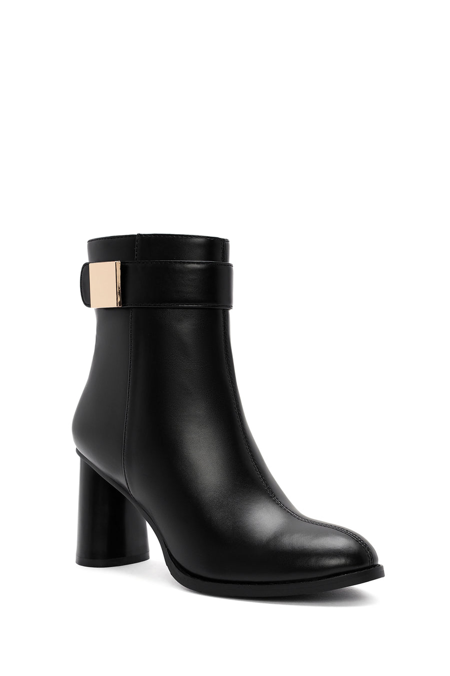 Women's Black Accessory Detailed Zippered Thick Heeled Boots