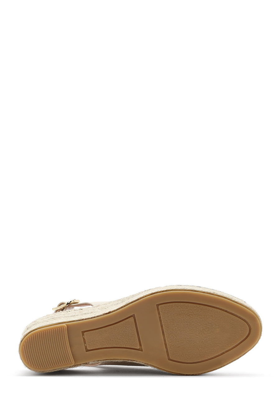 Women's Cream Ankle Buckle Wedge Heel Leather Espadrille Sandals
