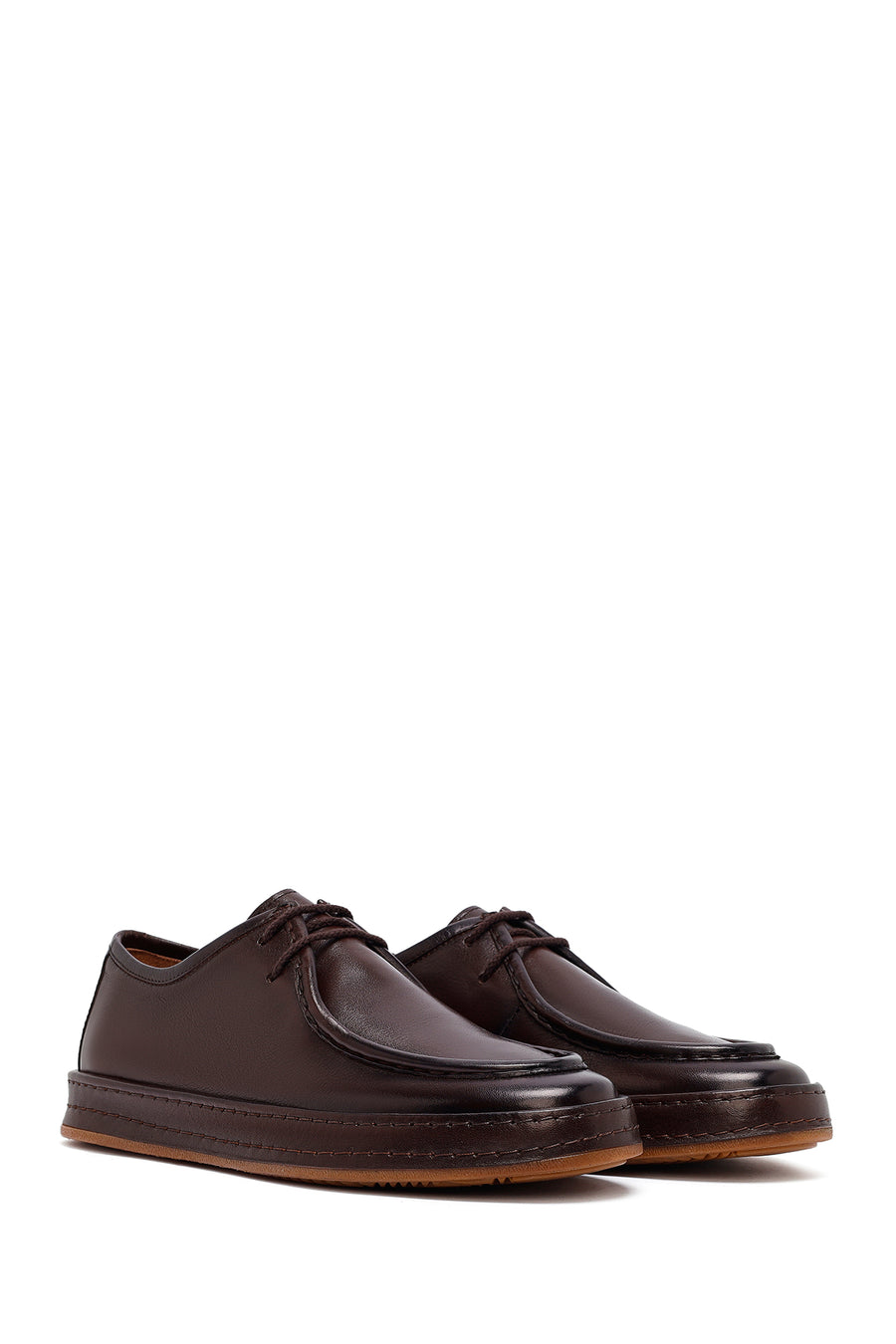 Male Brown Lace-up Leather Casual Shoes
