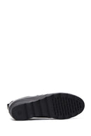 Women's Black Leather Wedge Heel Comfort Shoes | Derimod