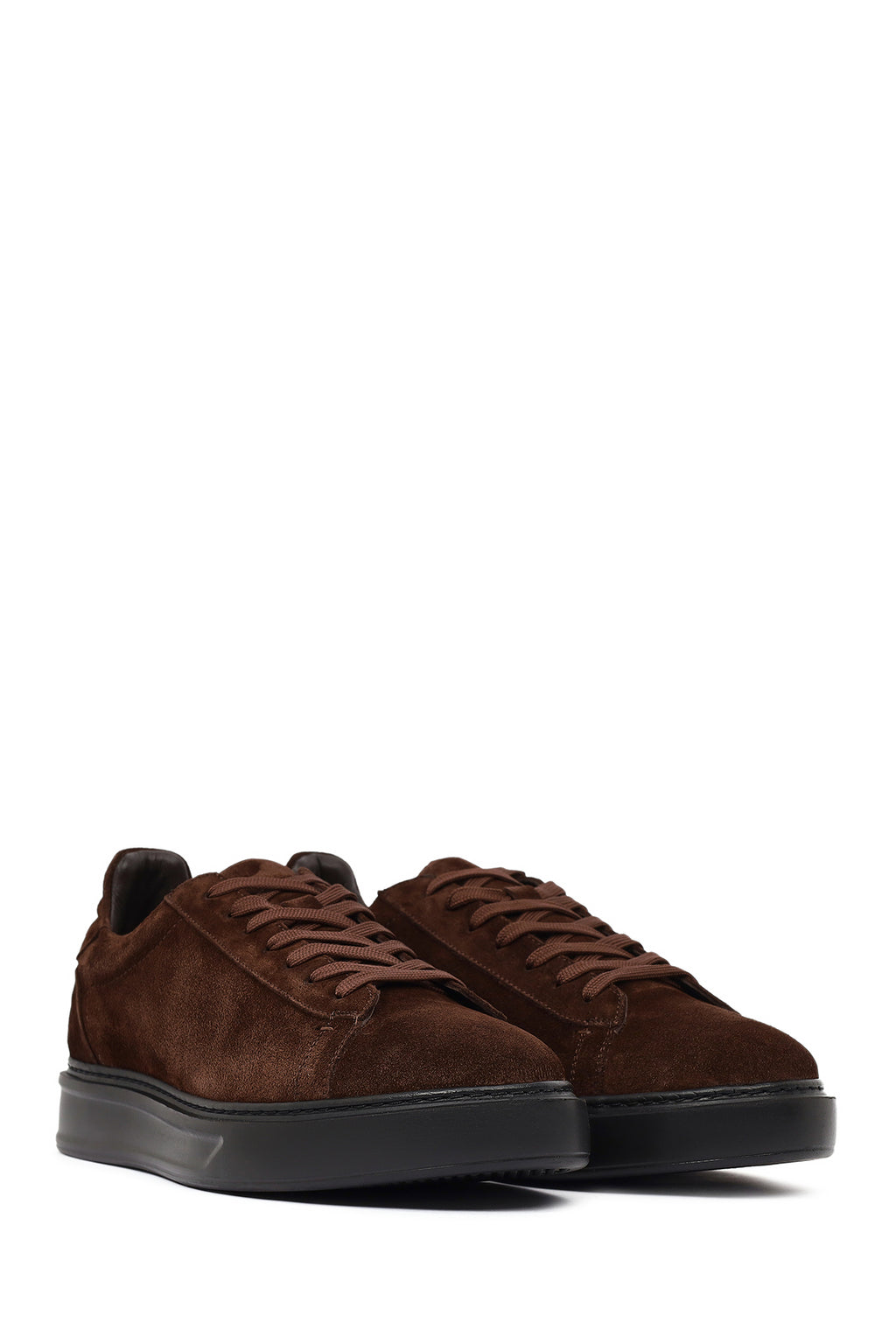 Erkek Kahverengi Bağcıklı Süet Deri Sneaker