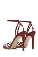 Women's Red Ankle Strap Thin High Heel Patent Leather Sandals | Derimod