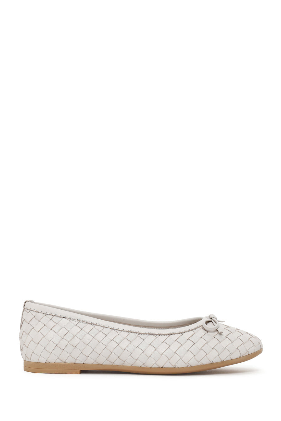 Woman White Braided Leather Ballet Flat 26PFD270229 | Derimod